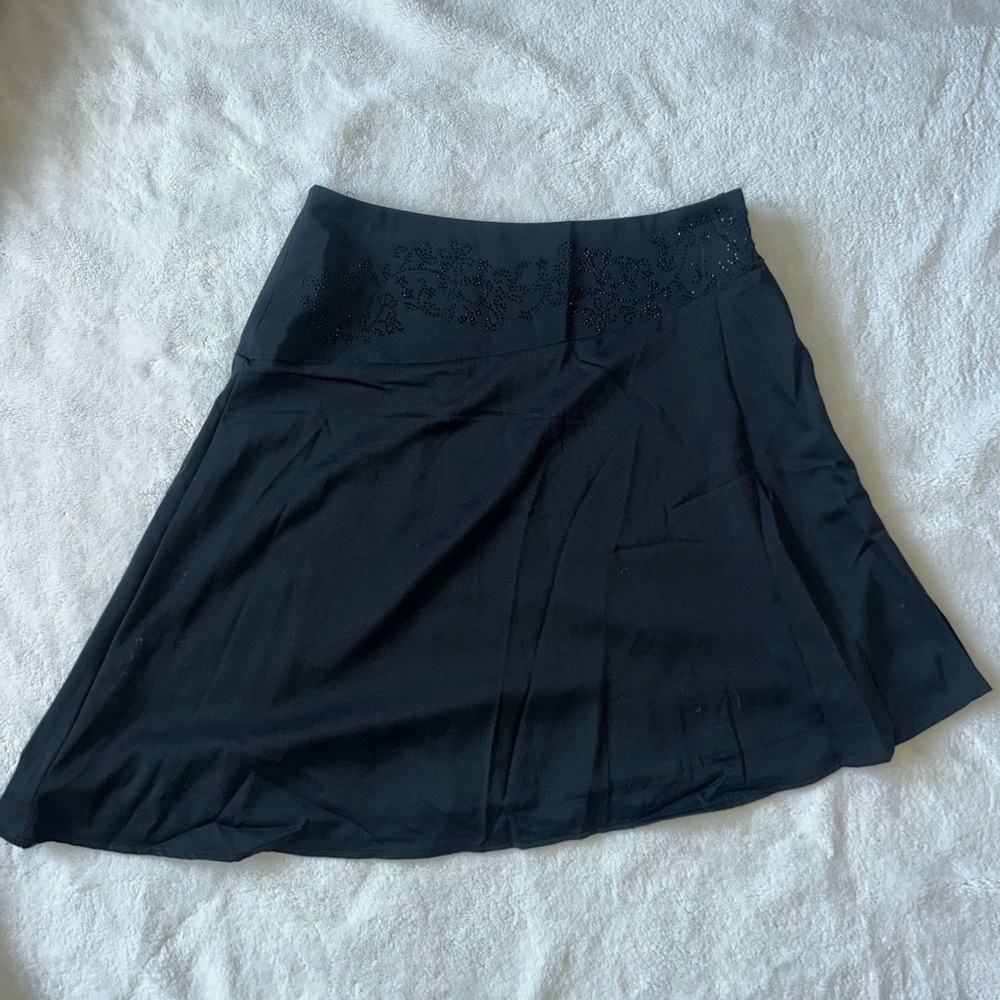 Asymmetrical Black Skirt with Gem Detail